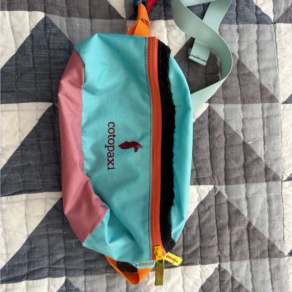 Cotopaxi Colorful Belt Bag with Aqua and Pink